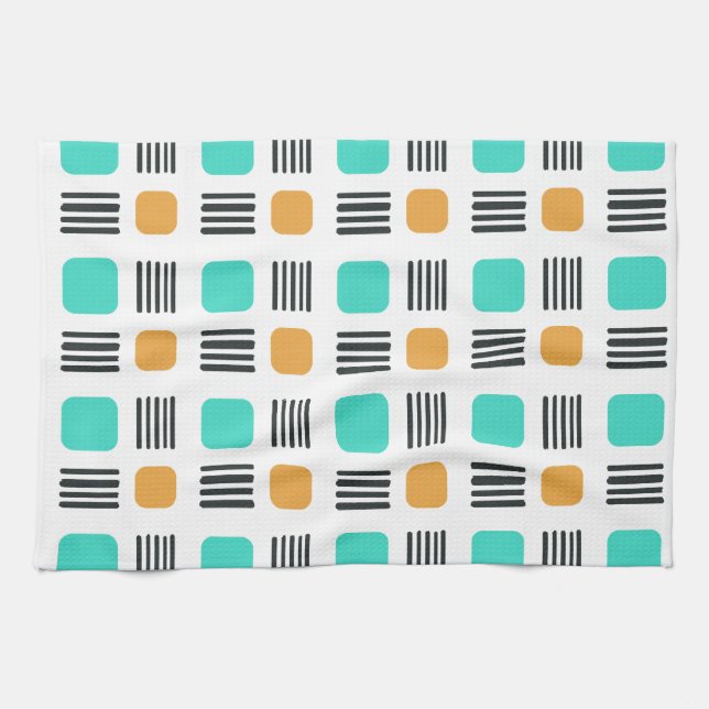 Paño De Cocina Mid Century Modern Minimalist Squares Lines (Horizontal)