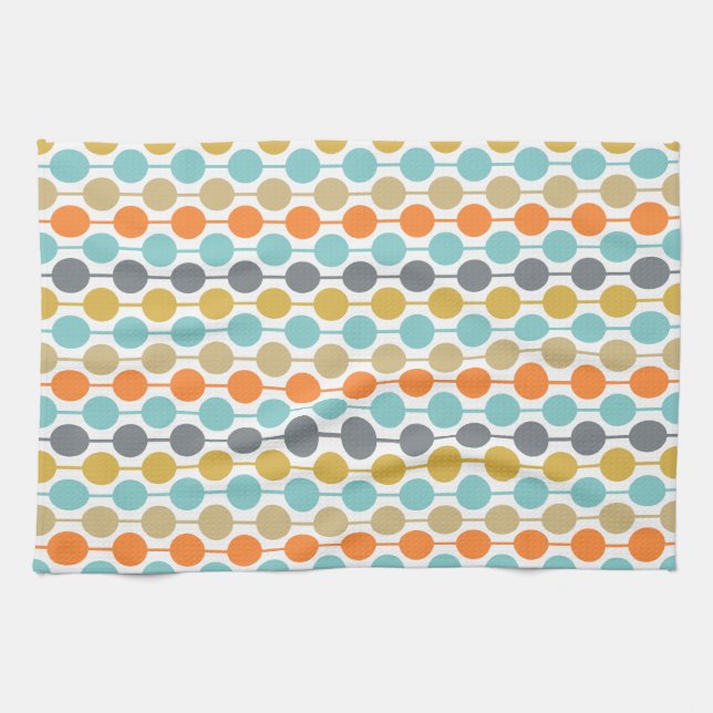 Paño De Cocina Mid-Century Modern Retro Geometric Circles Pattern (Horizontal)