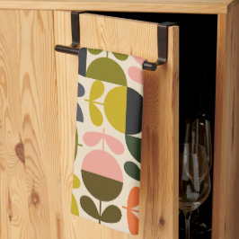 Paño De Cocina Mid‑century modern- Retro Scandinavian Flowers