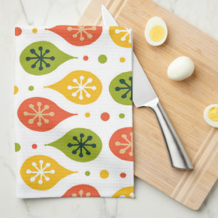 Paño De Cocina Mid Century Moderno naranja gotas de lluvia roja a