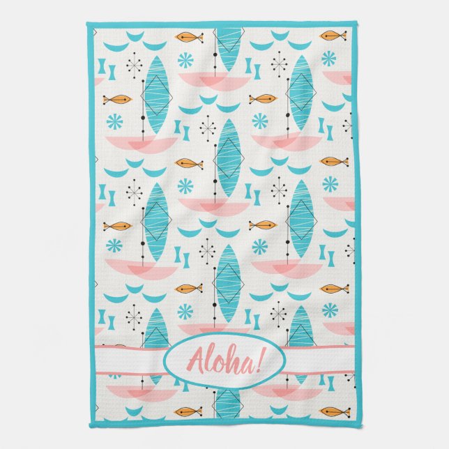 Paño De Cocina Mid Century Pink Catamaran (Vertical)