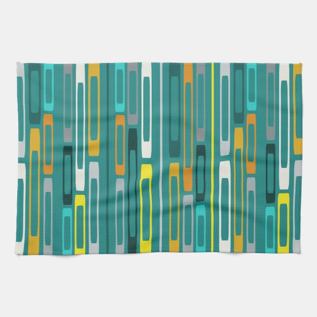 Paño De Cocina Mid Century Retro Flat Rocks Turquoise (Horizontal)