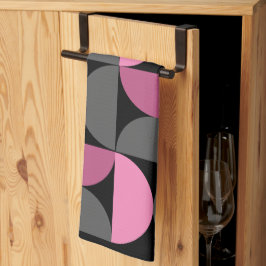 Paño De Cocina MidCentury Moderno rosa, negro y gris