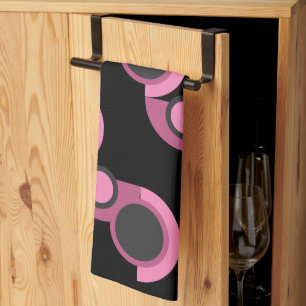 Paño De Cocina MidCentury Moderno rosa, negro y gris