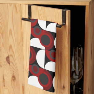 Paño De Cocina MidCentury Rojo moderno, negro y gris