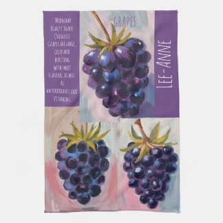 Paño De Cocina Midnight Black grapes on textured background