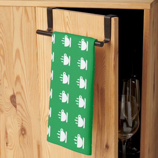 Paño De Cocina Mini Copa Blanca De Java Repetir Verde (Pliegue de tercios)