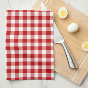 Paño De Cocina Mini Gingham Check Patrón de Placa Blanca Roja