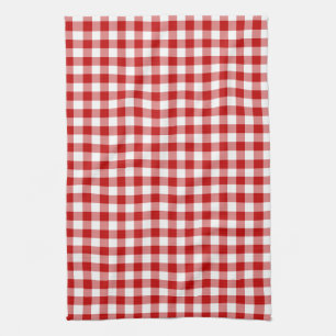 Paño De Cocina Mini Gingham Check Patrón de Placa Blanca Roja