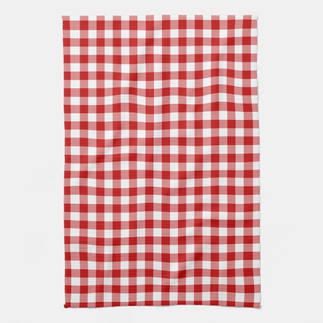 Paño De Cocina Mini Gingham Check Patrón de Placa Blanca Roja (Vertical)