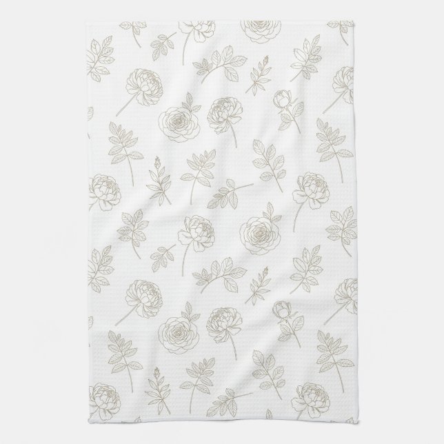 Paño De Cocina Minimal Botanical Line Art Pattern (8) (Vertical)