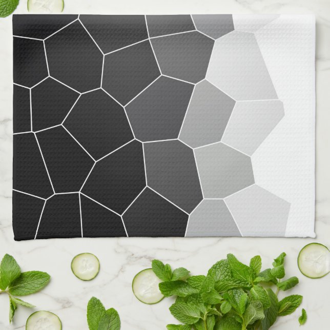 Paño De Cocina Minimalismo abstracto de células blancas de carbón (Doblado)