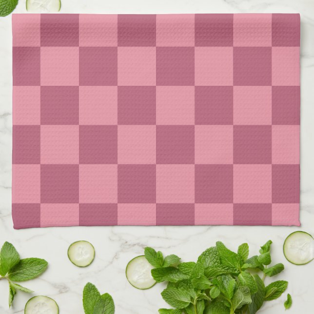 Paño De Cocina Minimalist Pink Checkerboard Pattern (Doblado)