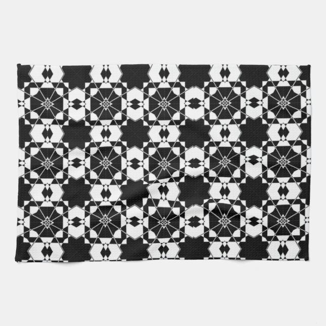Paño De Cocina Minimalist retro check pattern – Monochrome design (Horizontal)