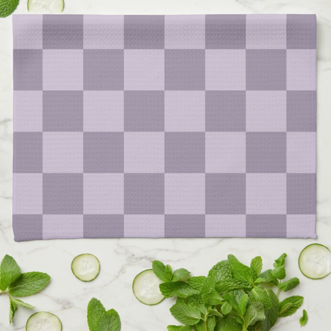 Paño De Cocina Minimalist Soft Lavender Checkerboard Pattern  (Doblado)