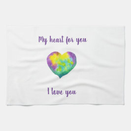 Paño De Cocina Minimalista me encanta el corazón de la acuarela a