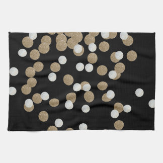 Paño De Cocina minimalista purpurina negro champán oro confetti