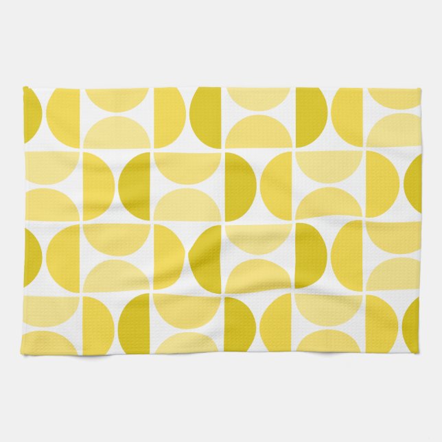 Paño De Cocina Mínimo Bowls de siglo medio amarillo arte (Horizontal)