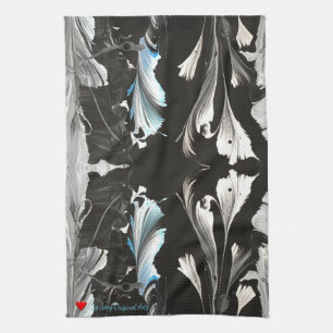 Paño De Cocina Mínimo Corazón Rojo Blanco Negro Azul Jardín Origi