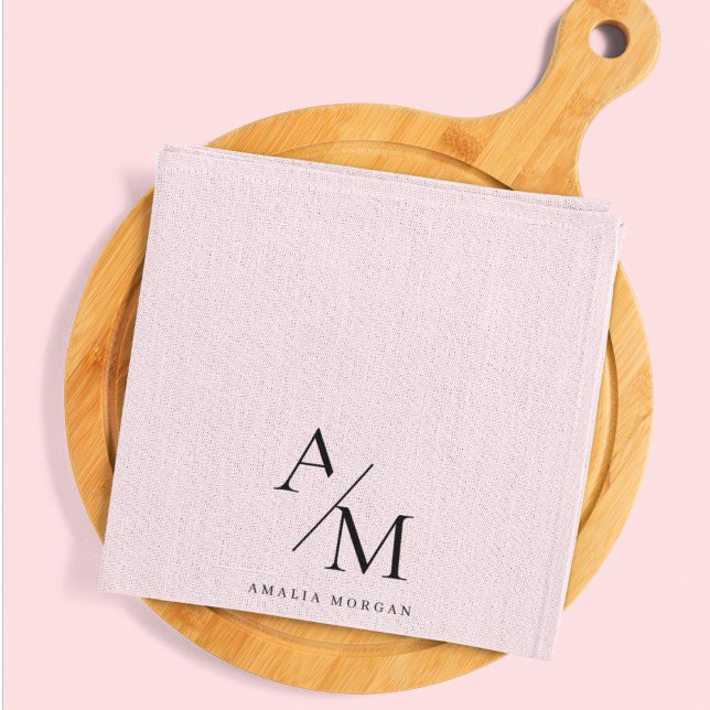 Paño De Cocina Mínimo Pastel Rosa Inicial y Personalizado (Subido por el creador)