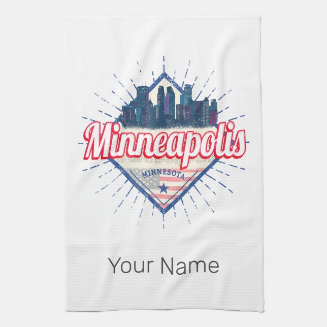 Paño De Cocina Minneapolis Minnesota Estados Unidos Skyline (Vertical)
