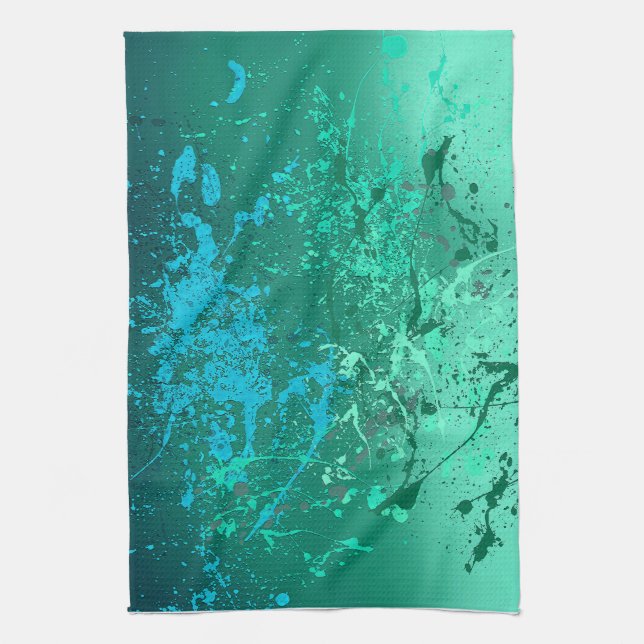 Paño De Cocina Mint Flurry Abstract Spatter Art (Vertical)