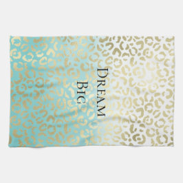 Paño De Cocina Mint Watercolor Ombre Glam Gold Leopardo