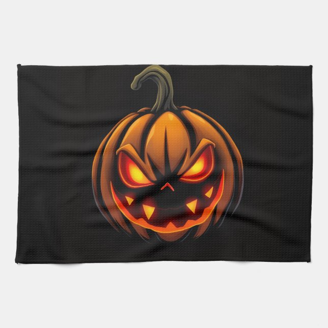 Paño De Cocina Mischievous Pumpkin Monster Halloween Towel (Horizontal)