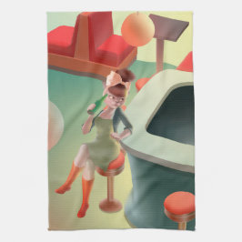 Paño De Cocina Miss Meow - Serie nocturna de bares