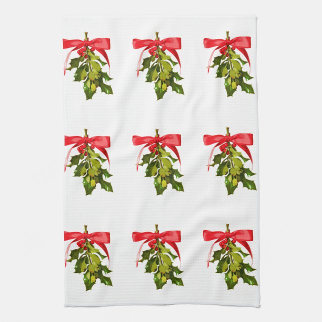 Paño De Cocina mistletoe de vacaciones (Vertical)