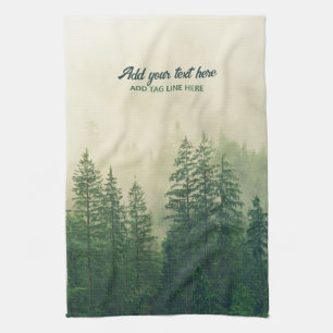 Paño De Cocina Misty Pine Forest Trees Personalizado Keepsake