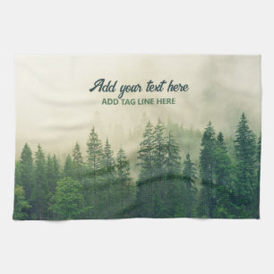 Paño De Cocina Misty Pine Forest Trees Personalizado Keepsake