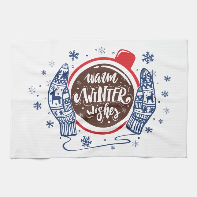Paño De Cocina Mittens Y Cocoa Warm Winter Wire Holiday (Horizontal)