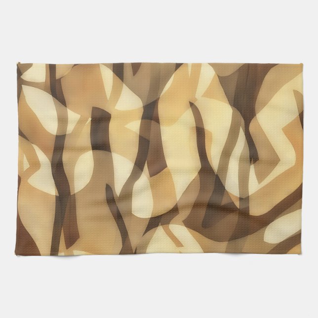 Paño De Cocina Mocha Latte Brown Abstract Artsy Towel (Horizontal)