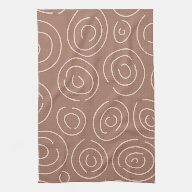 Paño De Cocina Mocha Mousse Abstract Hand Drawn Doodle Circles (Vertical)