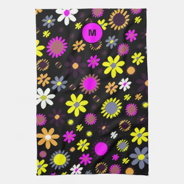 Paño De Cocina Mod Black Floral (Vertical)