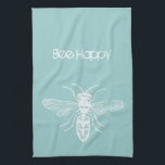 Paño De Cocina Moda Blue Bee Happy<br><div class="desc">bebe feliz felicidad inspiradora azul simple</div>