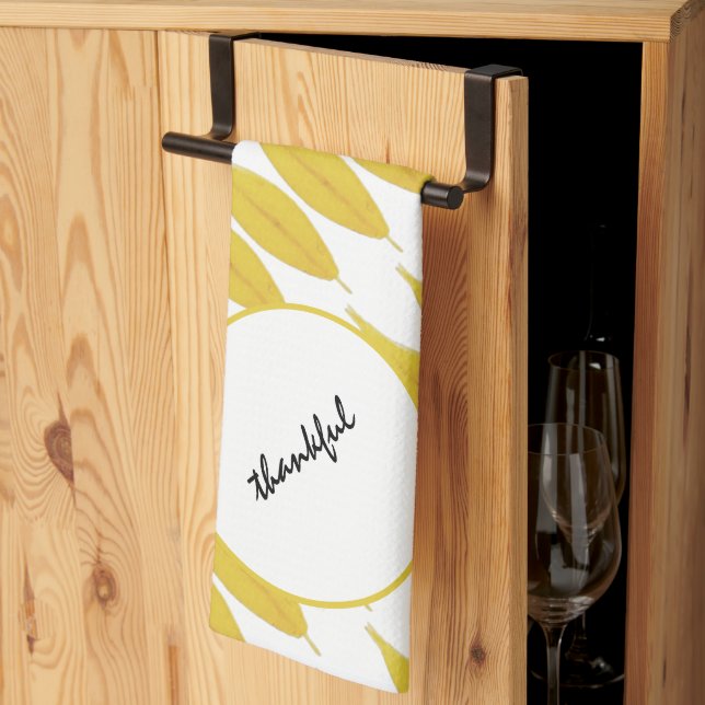 Paño De Cocina Moda Boho Caída Amarilla Deja Acuarela (Pliegue de tercios)