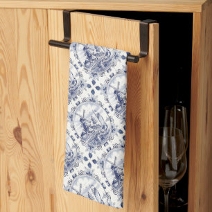 Paño De Cocina Moda clásica vintage Molino holandés Delft Blue