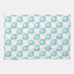 Paño De Cocina moda costera azul verde azulado acuarela de sirena