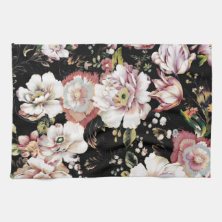 Paño De Cocina moda de campo bohemia francesa floral negra