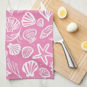 Paño De Cocina Moda de conchas de playa de patrón rosado