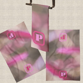 Paño De Cocina Moda de resumen de camo rosa y taúpe monogramada