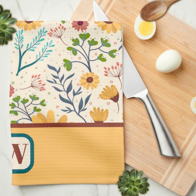 Paño De Cocina Moda divertida moderna margarita floral monograma  (Subido por el creador)