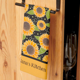 Paño De Cocina Moda divertida Patrón floral girasol personalizado