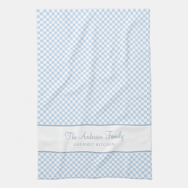 Paño De Cocina Moda Dusty Blue Plaid Check Country Gourmet (Vertical)
