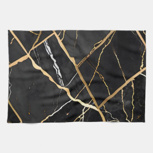 Paño De Cocina Moda Elegante amarillo dorado Faux Marble