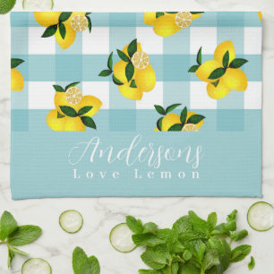 Paño De Cocina Moda Lemon Blue Gingham