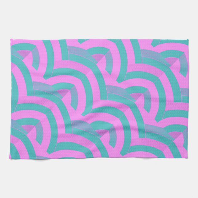 Paño De Cocina moda moderna de chevrons rosa/verde (Horizontal)