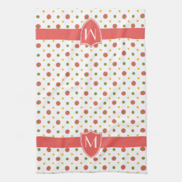 Paño De Cocina Moda Monograma Rojo Polka Blanco Dots Kitchen Toal